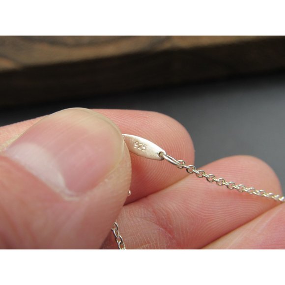 18" Sterling Silver Handmade Glass Nature Leaf Pendant Necklace Vintage - Picture 4 of 6